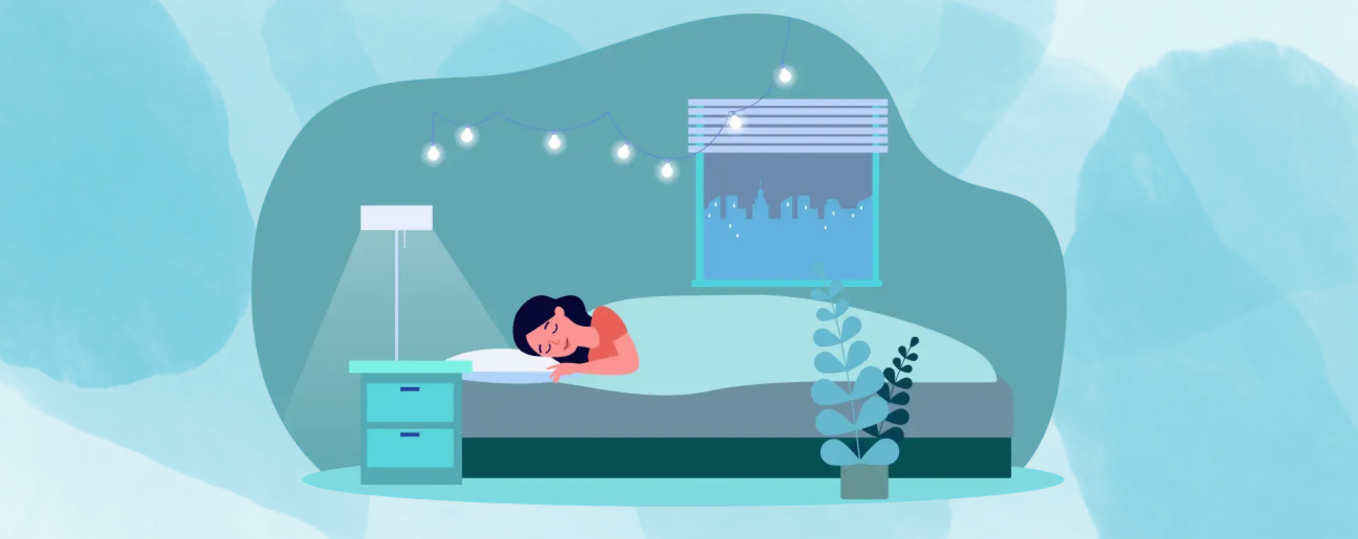 Illustration-Frau-schlafend-im-Bett