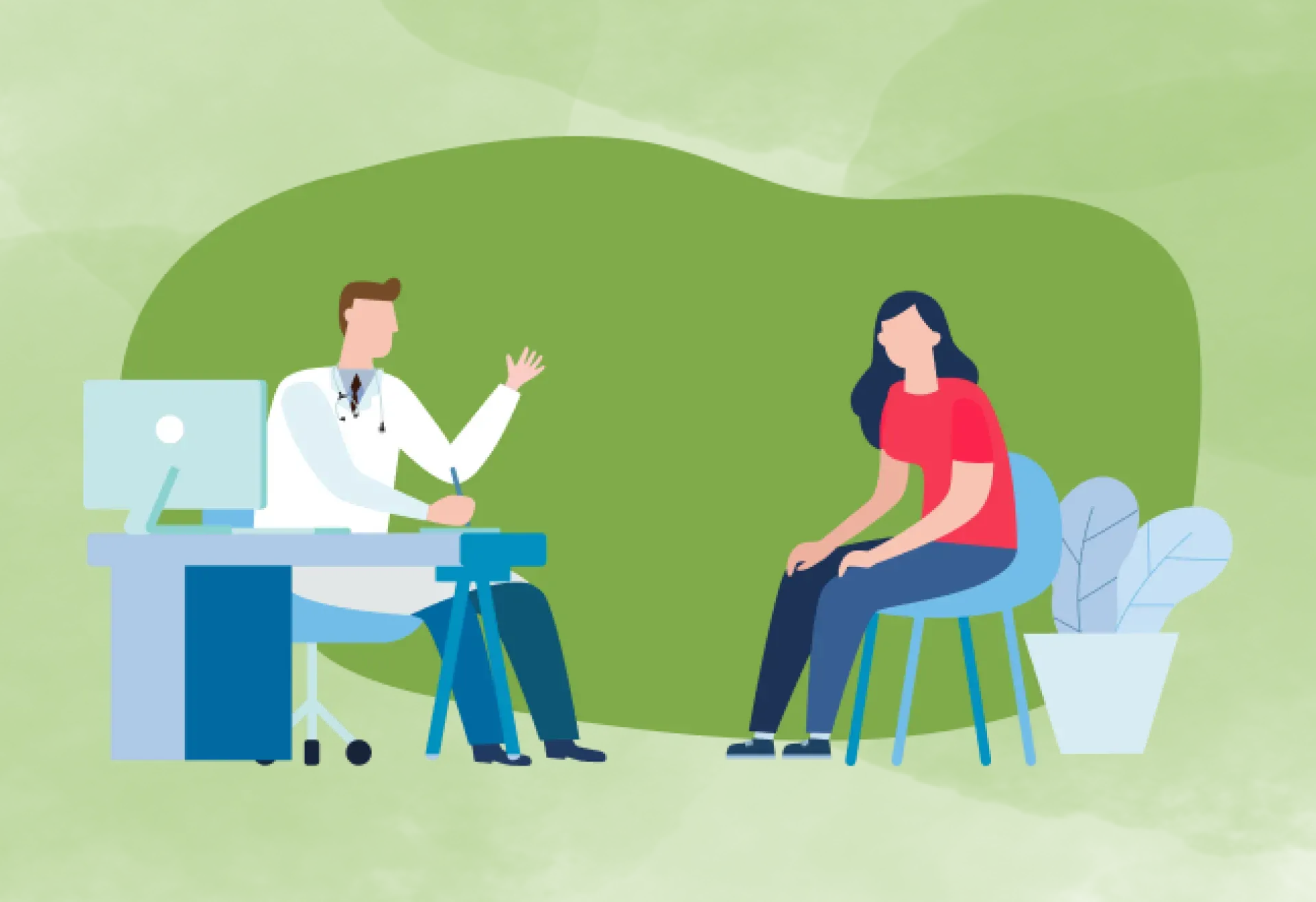 Illustration-Arzt-Frau-Behandlungsgespräch