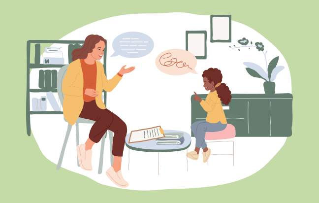 Illustration-Frau-Kind-Gespräch