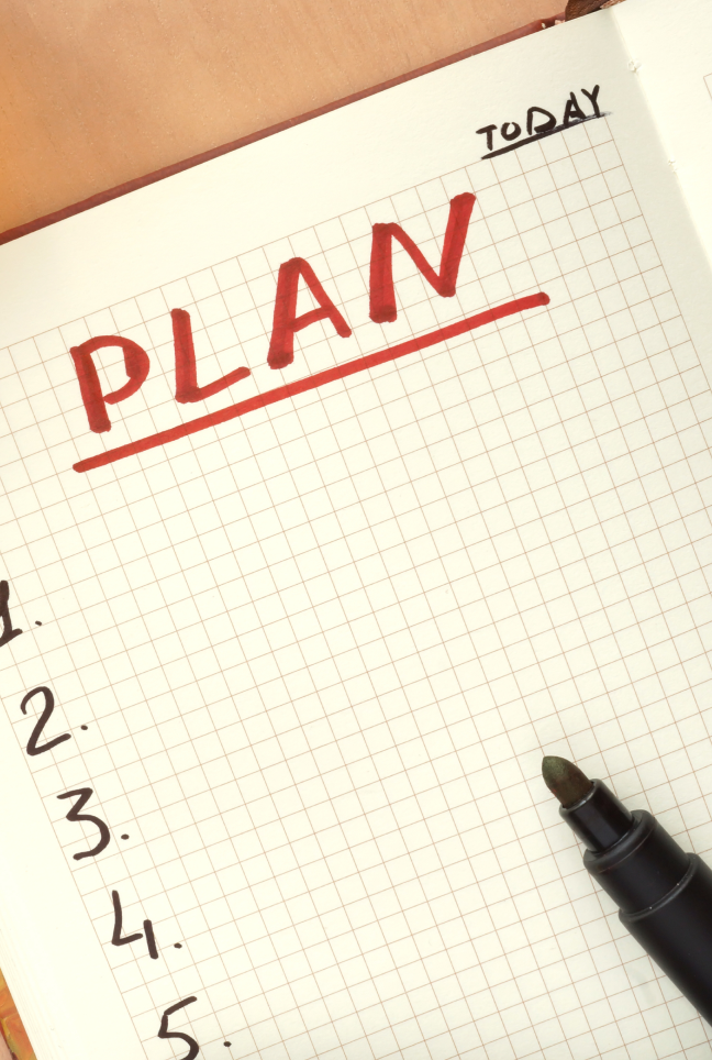 Bild-Zettel-Stift-Plan