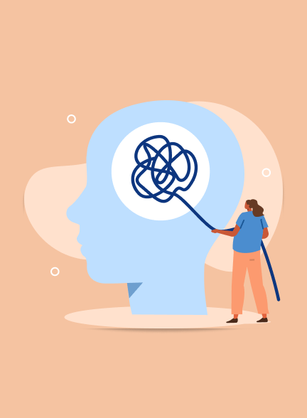 Illustration Kopf Gehirn Faden