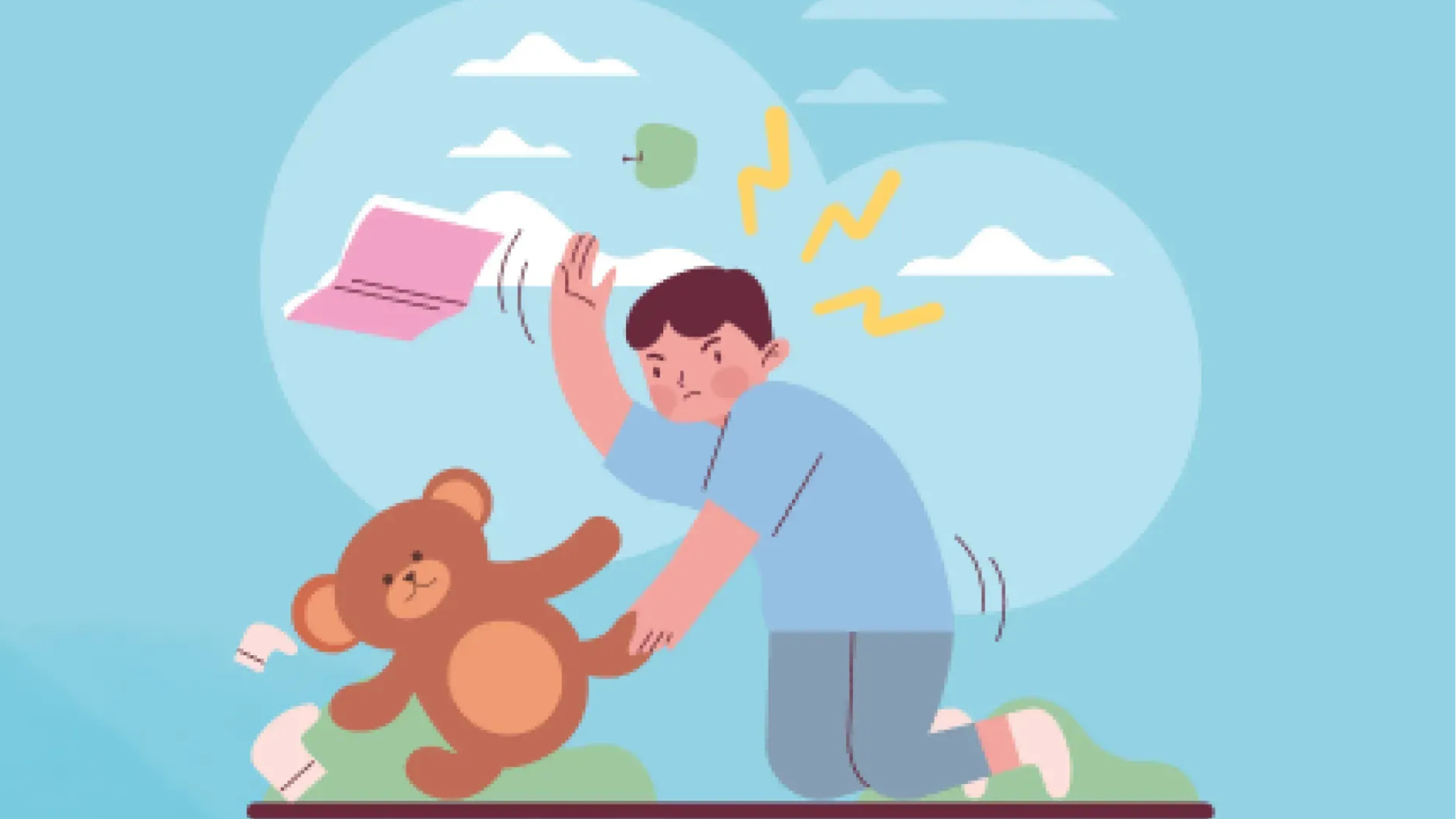 Illustration Kind zerstört Spielzeug