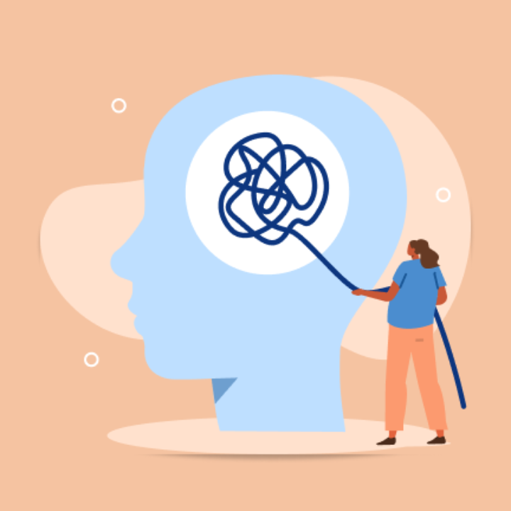 Illustration Kopf Gehirn Faden